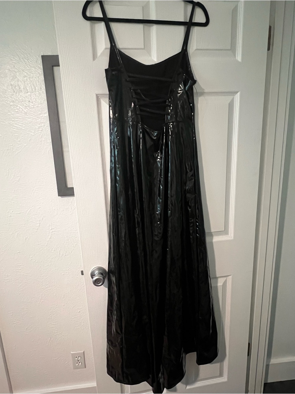 Leg Avenue Black Patent Maxi Slip Dress
